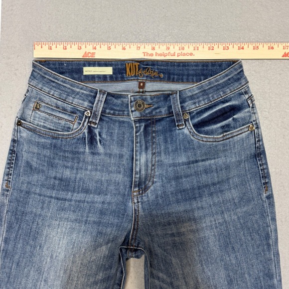 KUT from the Kloth Jeans Womens 8 Blue Nicole Cropped Bootcut Raw Hem Boho Indie - Picture 6 of 15